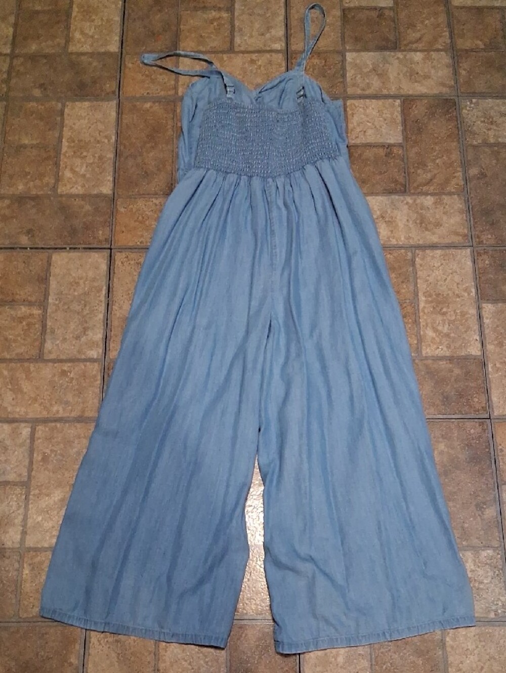 Old Navy Denim-Look Light Blue Wide-Leg Jumpsuit S - Picture 3 of 5